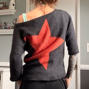 Vintage cashmere 90s star 3/4 length sweater